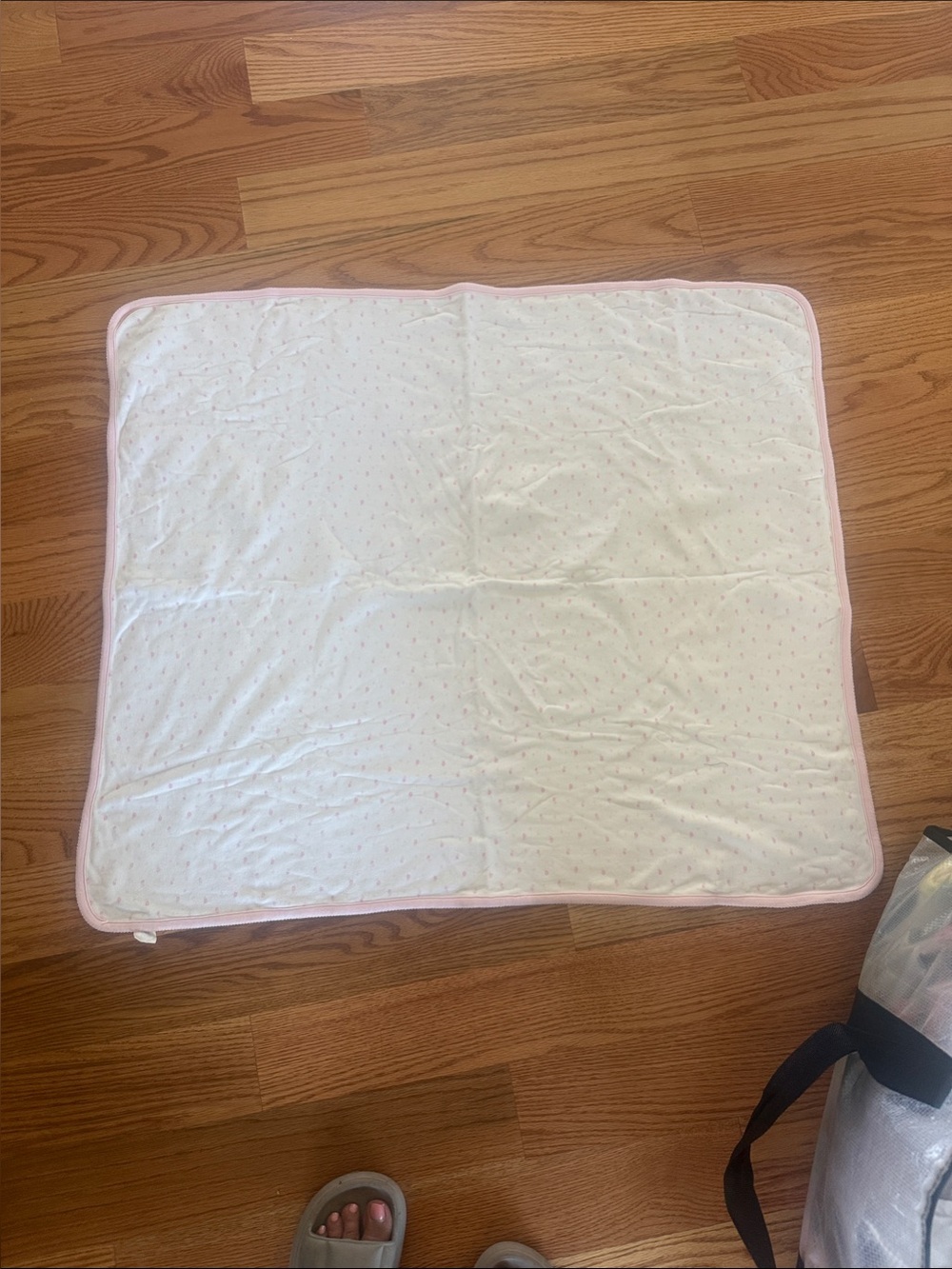 Vintage gymboree pink white flowers Baby blanket with Pink Trim